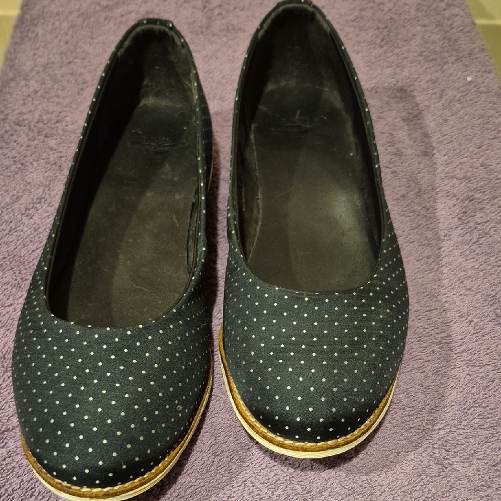 Dr. Martens Black and White Flats with Polka Dots